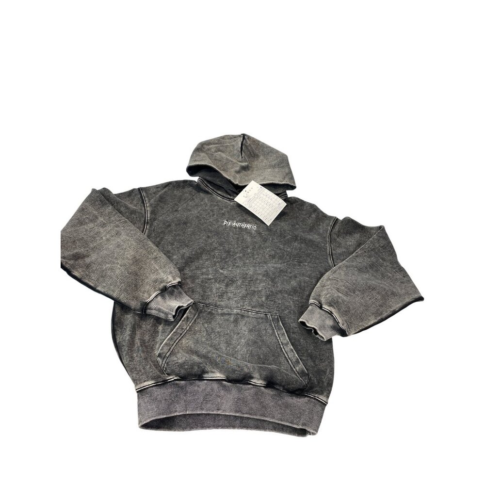 Die Authentic Distressed Die Washed Gray embroided Hoodie Sweatshirt L SKU 9333 - Picture 1 of 15